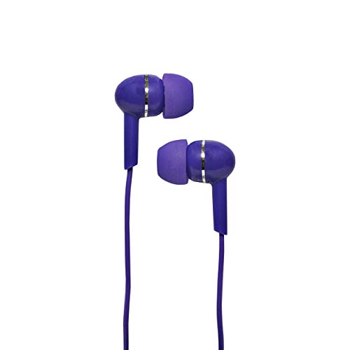 Magnavox MHP4850-PL Ear Buds in Purple | Available in Black, Blue, Pink, Purple, & White | Ear Buds Wired | Extra Value Comfort Stereo Earbuds Wired | Durable Rubberized Cable |