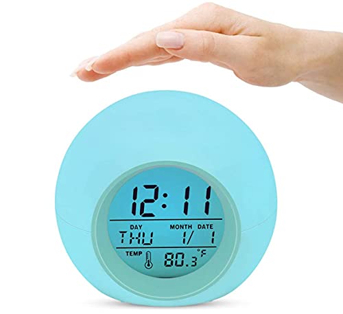 Kids Alarm Clock, TeaRoo LED Digital Clock for Boys Girls, 7 Color Changing Night Light Clock for Kids Bedroom Bedside, Children's Clock with Indoor Temperature, Touch Control and Snooze, Gift for Kid