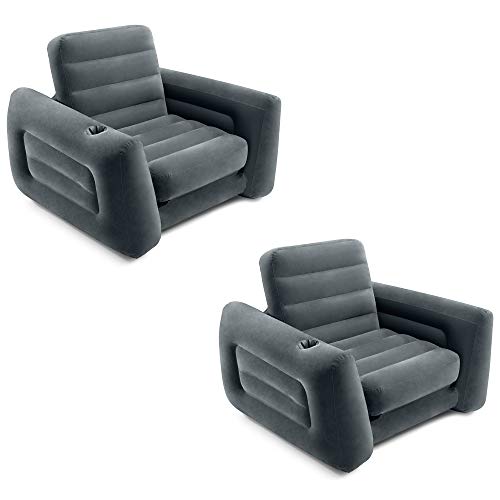 Intex 66551EP Inflatable Pull-Out Sofa Chair Sleeper That Works as a Air Bed Mattress, Twin Sized (2 Pack)