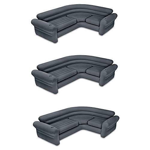 Intex Inflatable Portable Indoor Couch Sectional Sofa w/Cupholders (3 Pack)