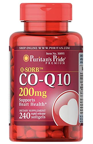 Puritan's Pride CoQ10 200mg, Supports Heart Health, 240 Rapid Release Softgels, Brown