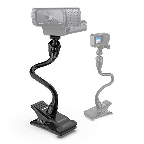 Smatree Adjustable Jaws Flex Clamp Mount 13.4inch Gooseneck Extension Compatible for Logitech Webcam C925e/C922x/C922/C930e/C930/C920/C615/ GoPro Hero 9/8/7/6/5/4/2018/ Arlo Ultra/Pro/Pro 2/Pro 3
