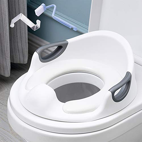 Potty Training Seat for Baby Kids Toddlers Toilet Potty Training Seat for Boys and Girls with Detachable Soft Cushion Anti-Slip Rubber Grip Sturdy Handle and Backrest
