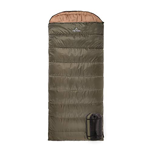 TETON Sports Celsius Regular Sleeping Bag; Great for Family Camping Green Poly Liner, 80 x 33-Inch, Right