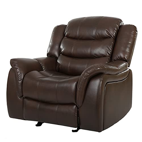 Merit Brown PU Leather Glider Recliner Club Chair