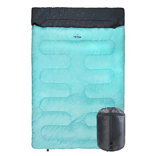 TETON Sports Cascade Double Sleeping Bag; Lightweight, Warm and Comfortable for Family Camping, Teal, 87
