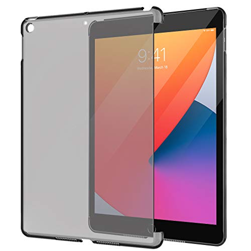 MoKo Case Fit iPad 10.2 inch - New iPad 8th Generation 2020 & iPad 7th Generation 2019, Frosted Transparent Slim Hard Plastic Clear Back Cover [Compatible with Official Keyboard] - Clear Black
