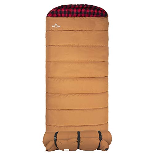 TETON Sports Deer Hunter Sleeping Bag; Warm and Comfortable Sleeping Bag Great for Camping Even in Cold Seasons; Brown, Left Zip