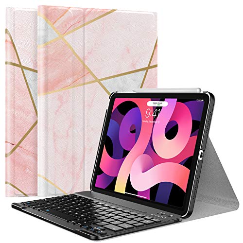 MoKo Keyboard Case Fit iPad Air 4th Generation 2020, iPad Air 4 Case [Support Apple Pencil 2 Charging] Detachable Wireless Bluetooth Keyboard Stand Cover Fit iPad 10.9