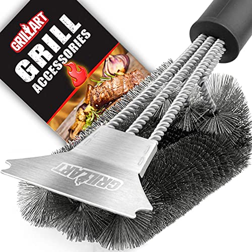 Grill Brush and Scraper - Extra Strong BBQ Cleaner Accessories - Safe Wire Bristles 18