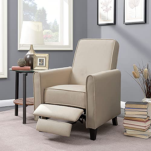 BELLEZE Modern Living Room Furniture Design Recliner Club Linen Chair Accent, Beige