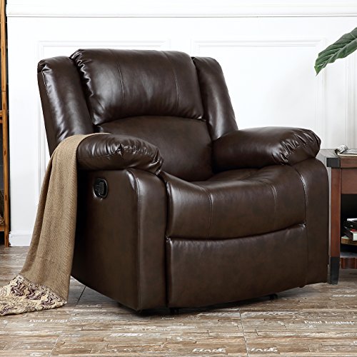 BELLEZE Deluxe Heavily Padded PU Leather Recliner Chair Lounge Club, Brown