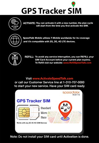 GPS Tracker Triple Cut SIM Card Starter Kit - No Contract (Universal SIM: Standard, Micro, Nano) for 4G Devices - Global Coverage