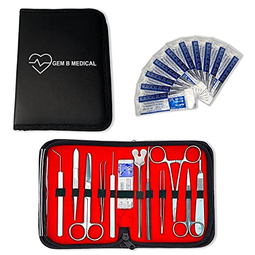 20 Pcs Dissection Dissecting Kit Set Tools - for Advanced Medical Surgical Students Professionals - Lab Anatomy Utensils Stainless Steel with Scalpel Knife Handle Blades Supplies